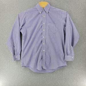 Brooks Brothers Button Down Shirt Blue Stripe All Cotton Mens Size 16-35‎
